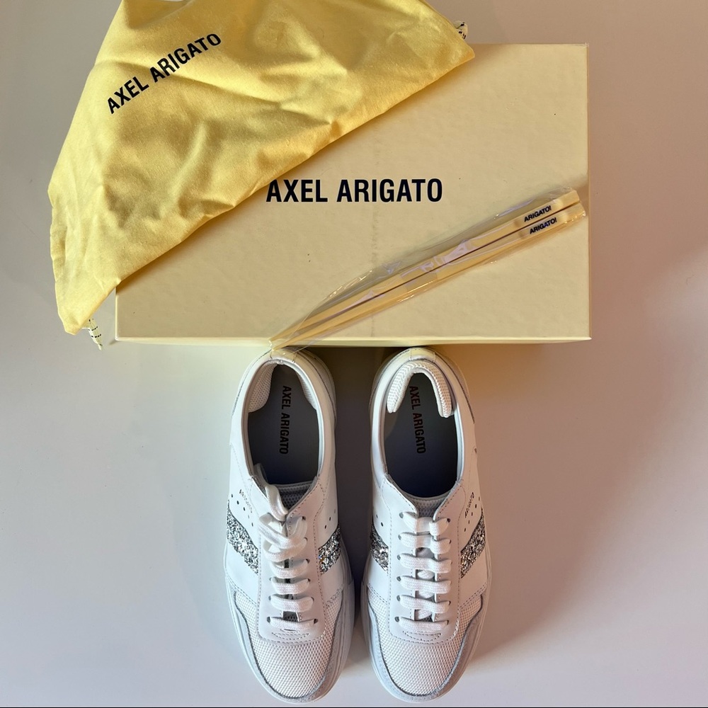 NWT Axel Arigato Detailed Platform Sneaker - White/Silver Glitter - EU 37 US 6.5 - Picture 7 of 16